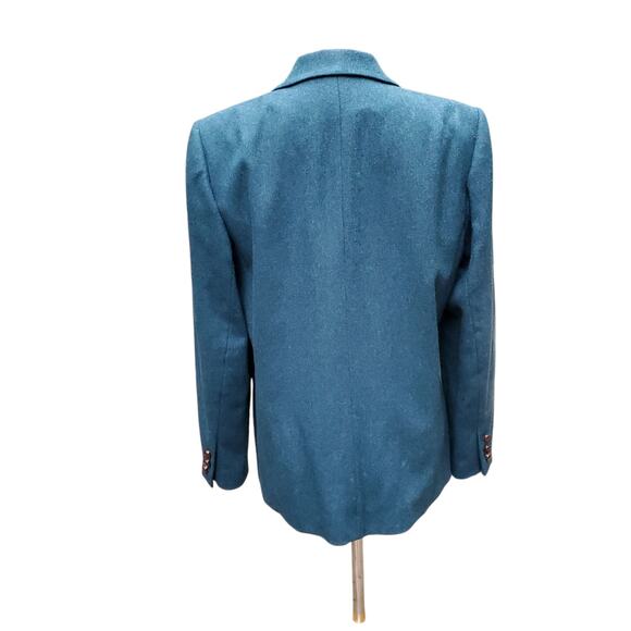 Vintage John Meyer Wool Poly Career Blazer Jacket Blue Teal Sz 14 - Picture 8 of 16
